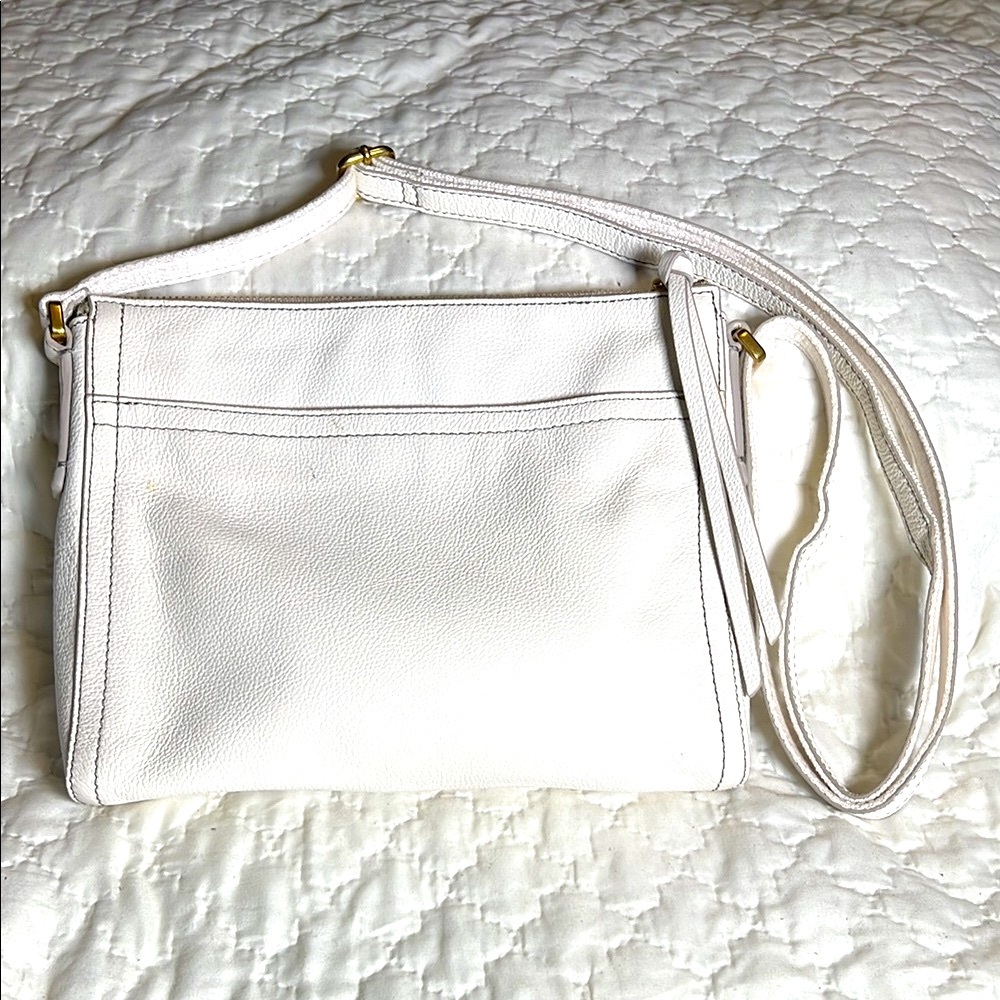 Leather Cream Fossil Shoulder Bag